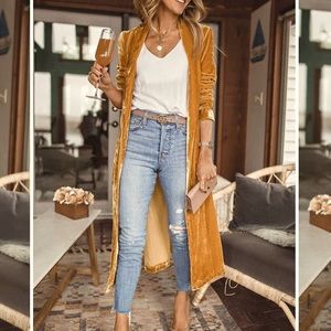 Gold velvet kimono jacket